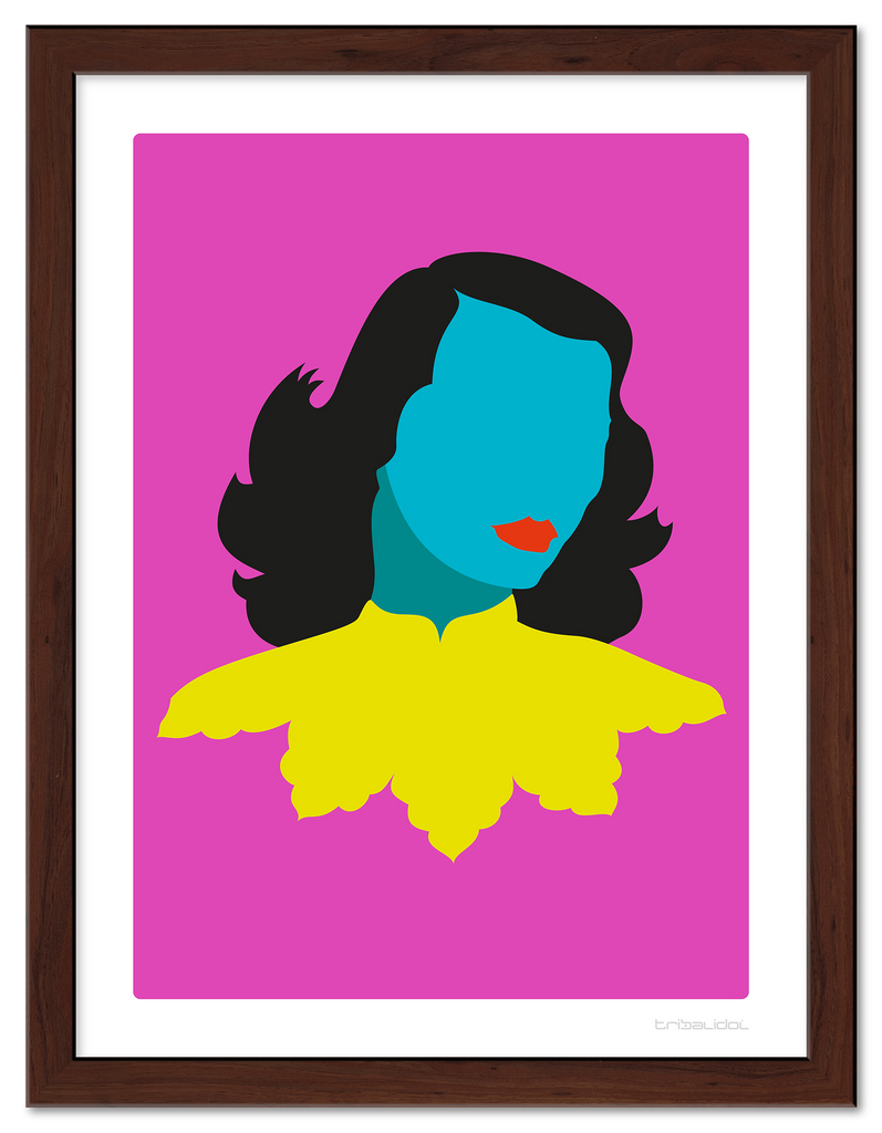 Blue Lady - Pink 50 x 70cm Brown frame Tru Vue Museum glass