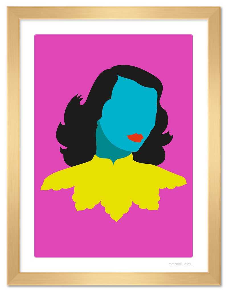 Blue Lady - Pink 50 x 70cm Gold frame Tru Vue Museum glass