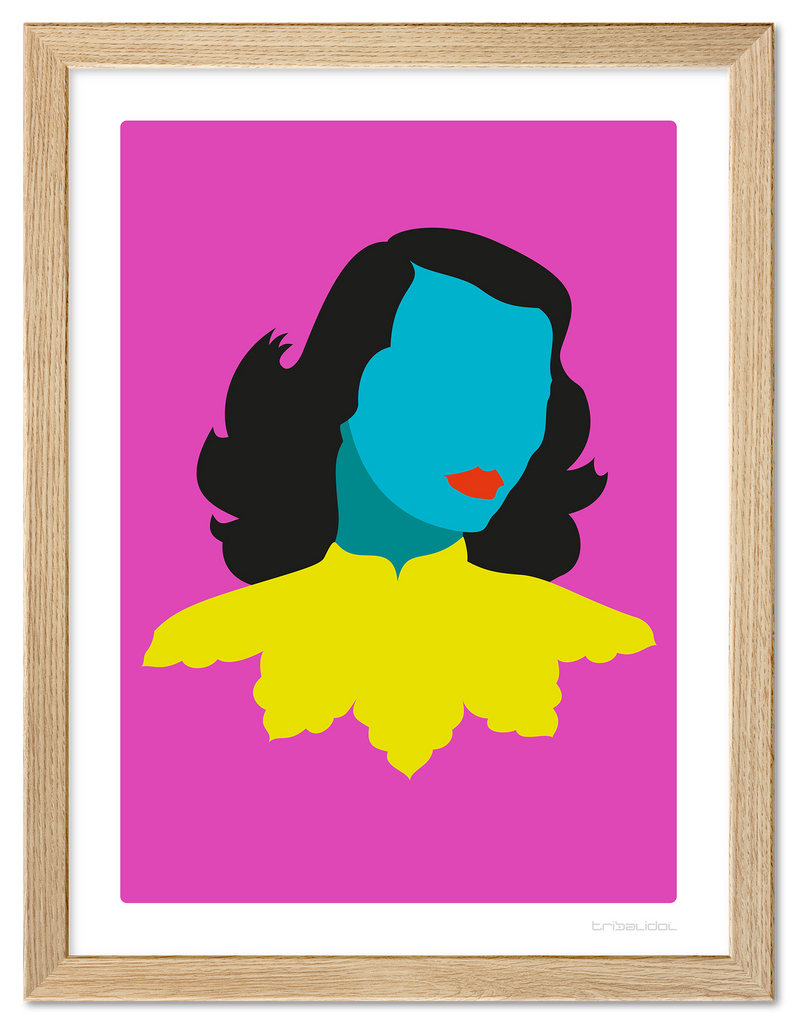 Blue Lady - Pink 50 x 70cm Wood frame Tru Vue Museum glass