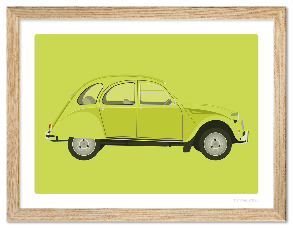 Citroen 2CV - Jeune Cedrat 70 x 50cm Wood frame Tru Vue Museum glass