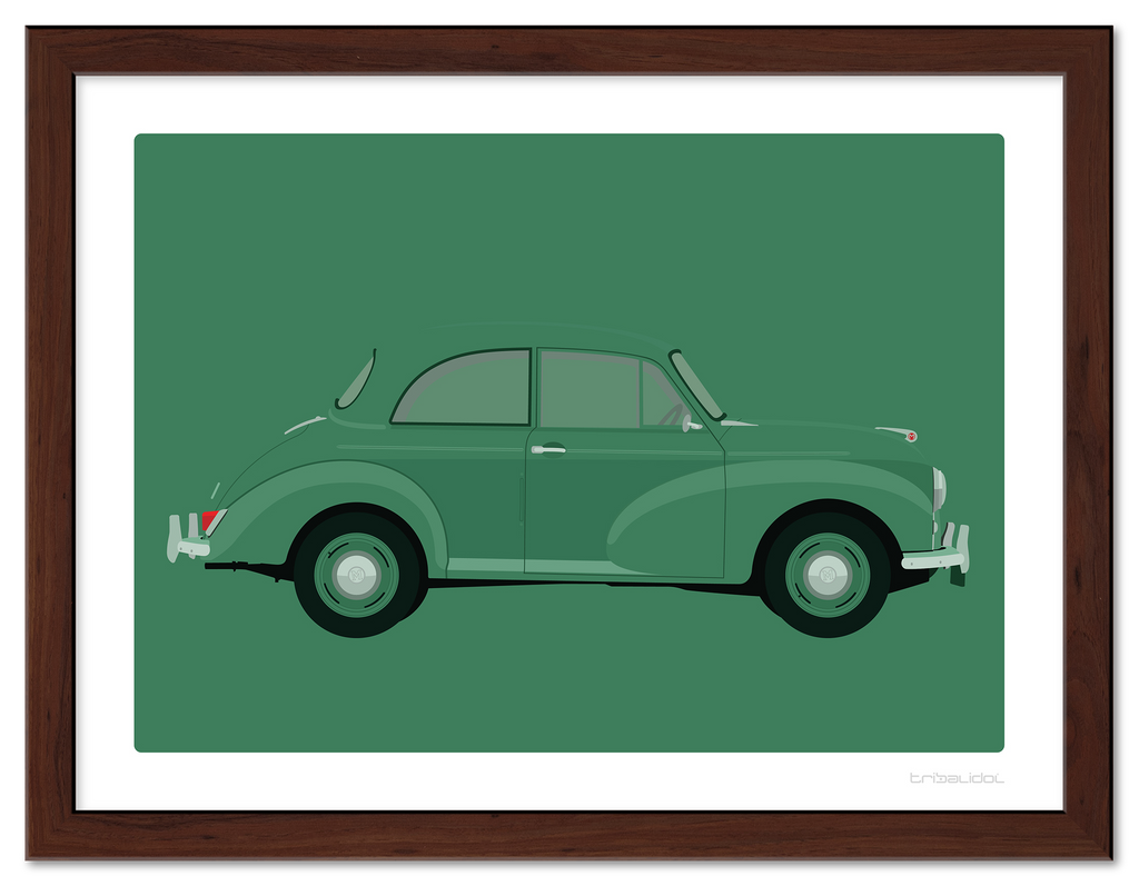 Morris Minor - Almond Green 70 x 50cm Brown frame Tru Vue Museum glass