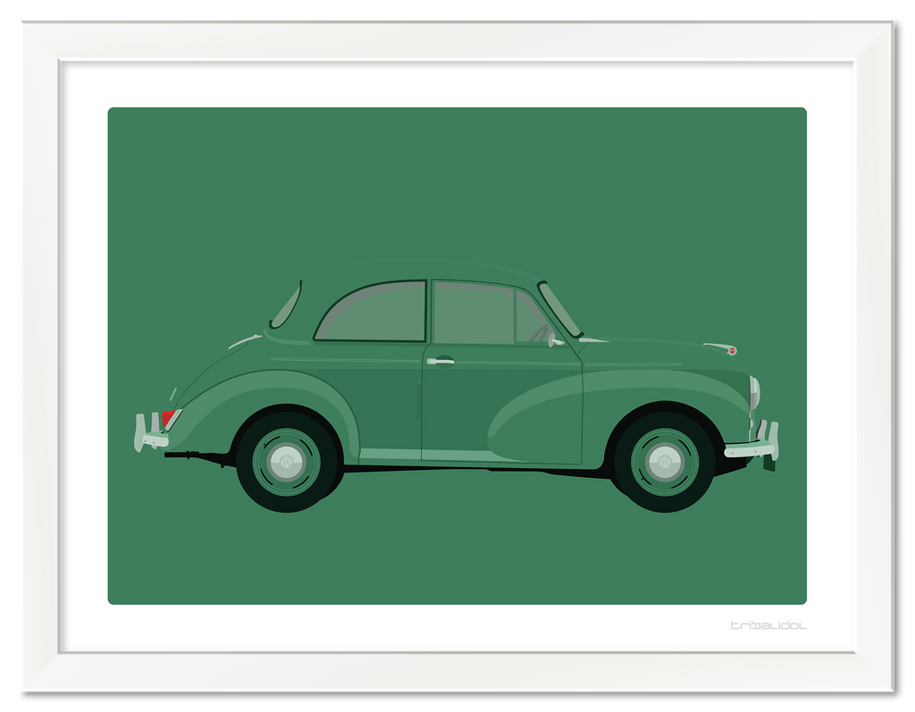 Morris Minor - Almond Green 70 x 50cm White frame Tru Vue Museum glass