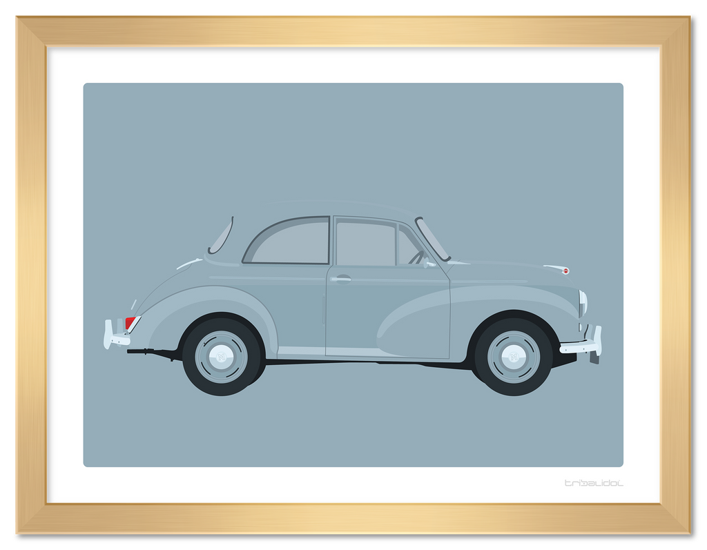 Morris Minor - Bermuda Blue 70 x 50cm Gold frame Tru Vue Museum glass