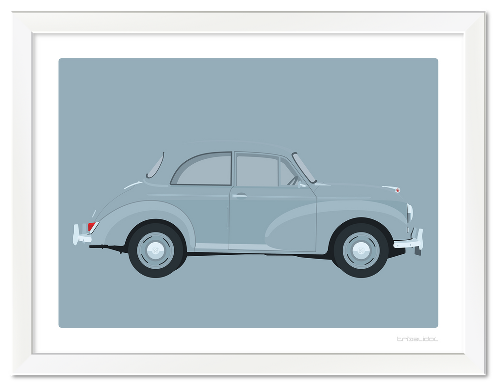 Morris Minor - Bermuda Blue 70 x 50cm White frame Tru Vue Museum glass