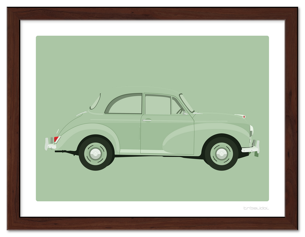 Morris Minor - Porcelain Green 70 x 50cm Brown frame Tru Vue Museum glass