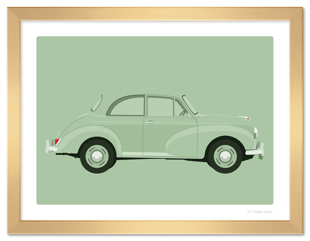 Morris Minor - Porcelain Green 70 x 50cm Gold frame Tru Vue Museum glass