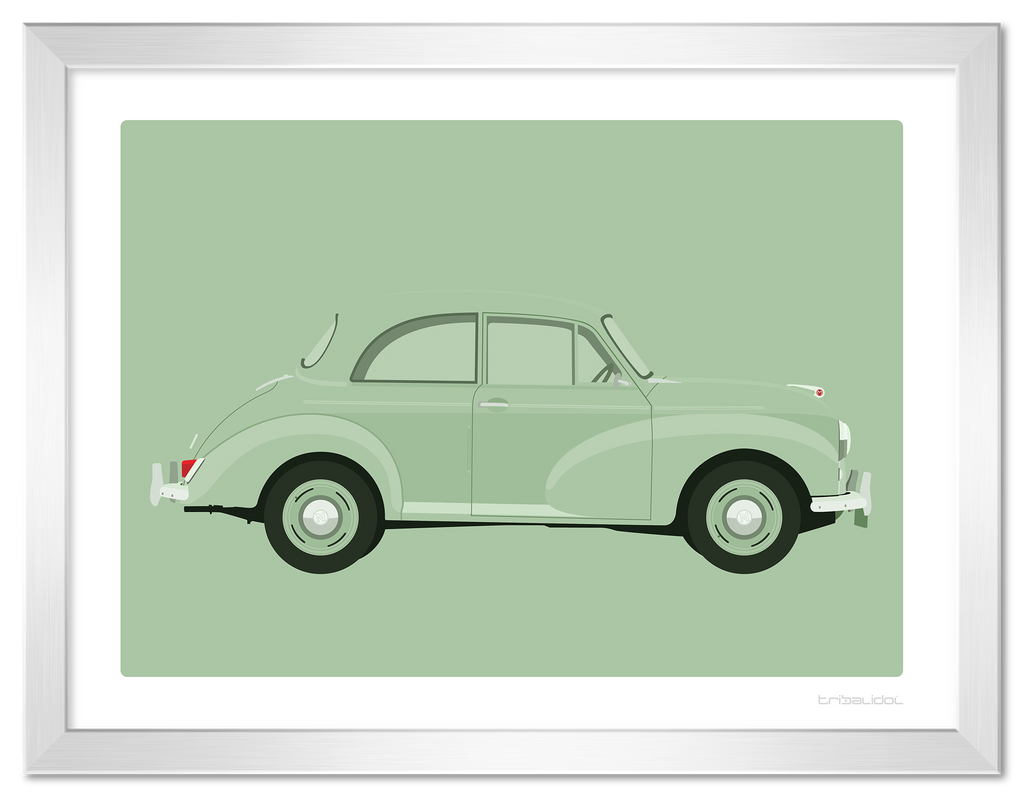 Morris Minor - Porcelain Green 70 x 50cm Silver frame Tru Vue Museum glass