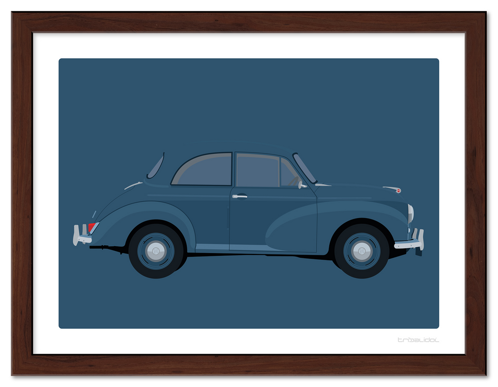 Morris Minor - Trafalgar Blue 70 x 50cm Brown frame Tru Vue Museum glass