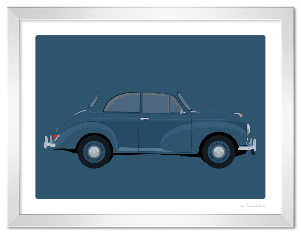 Morris Minor - Trafalgar Blue 70 x 50cm Silver frame Tru Vue Museum glass