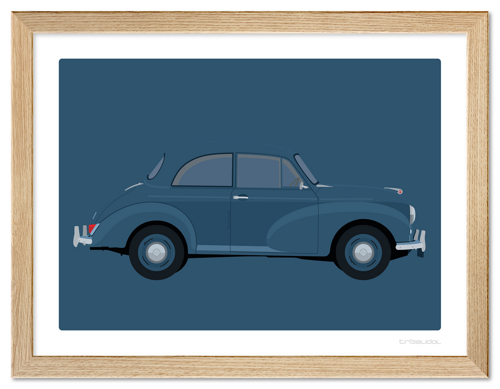 Morris Minor - Trafalgar Blue 70 x 50cm Wood frame Tru Vue Museum glass