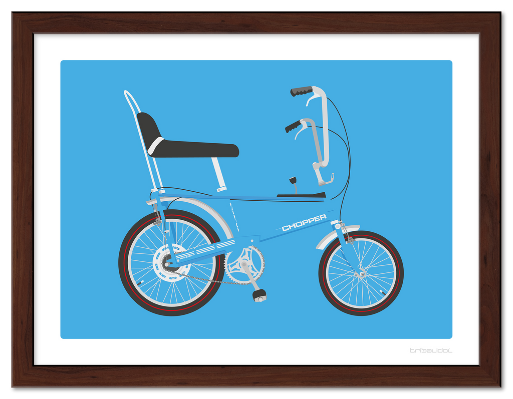 Raleigh Chopper MK1 - Horizon Blue 70 x 50cm Brown frame Tru Vue Museum glass
