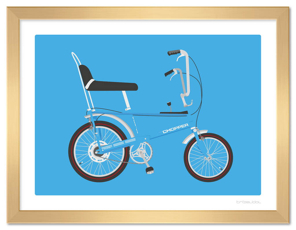 Raleigh Chopper MK1 - Horizon Blue 70 x 50cm Gold frame Tru Vue Museum glass
