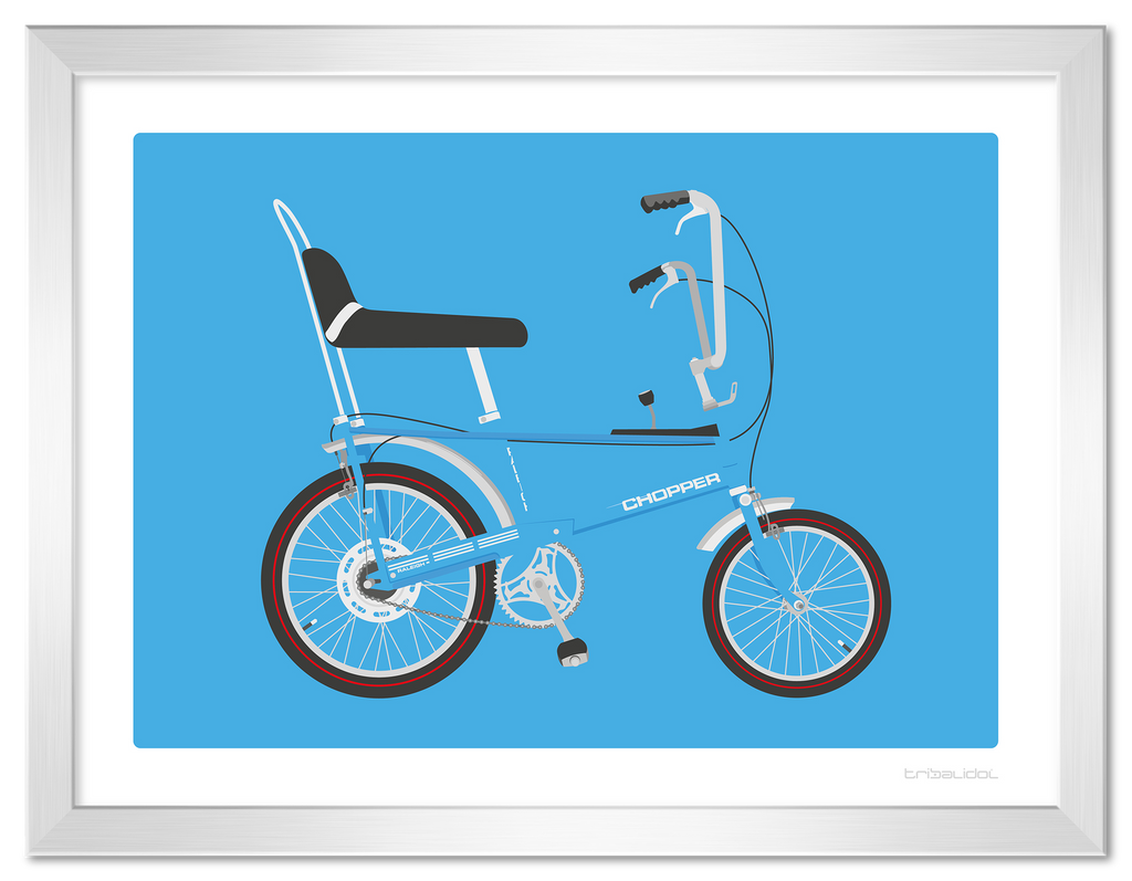 Raleigh Chopper MK1 - Horizon Blue 70 x 50cm Silver frame Tru Vue Museum glass