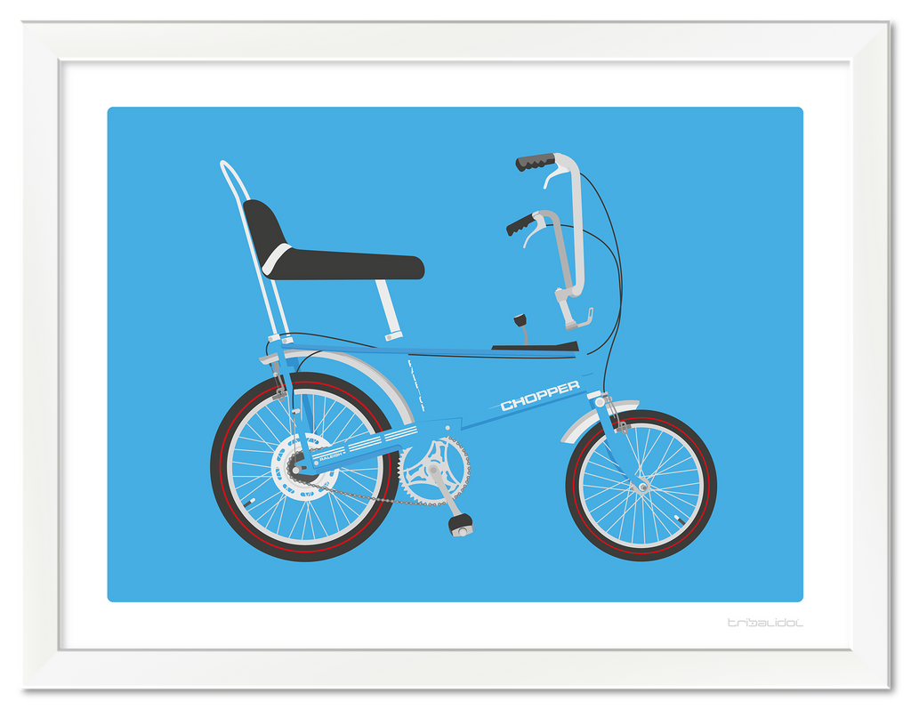 Raleigh Chopper MK1 - Horizon Blue 70 x 50cm White frame Tru Vue Museum glass