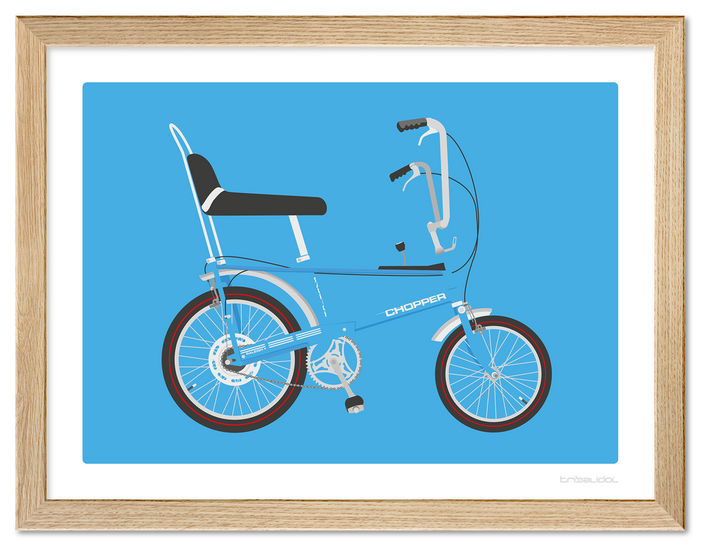 Raleigh Chopper MK1 - Horizon Blue 70 x 50cm Wood frame Tru Vue Museum glass