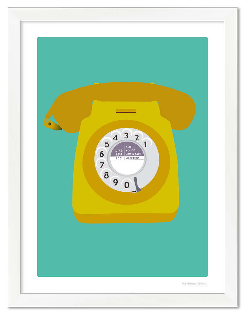 Telephone - Yellow 50 x 70cm White frame Tru Vue Museum glass