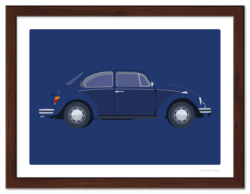 VW Beetle - Alaska Blue 70 x 50cm Brown frame Tru Vue Museum glass