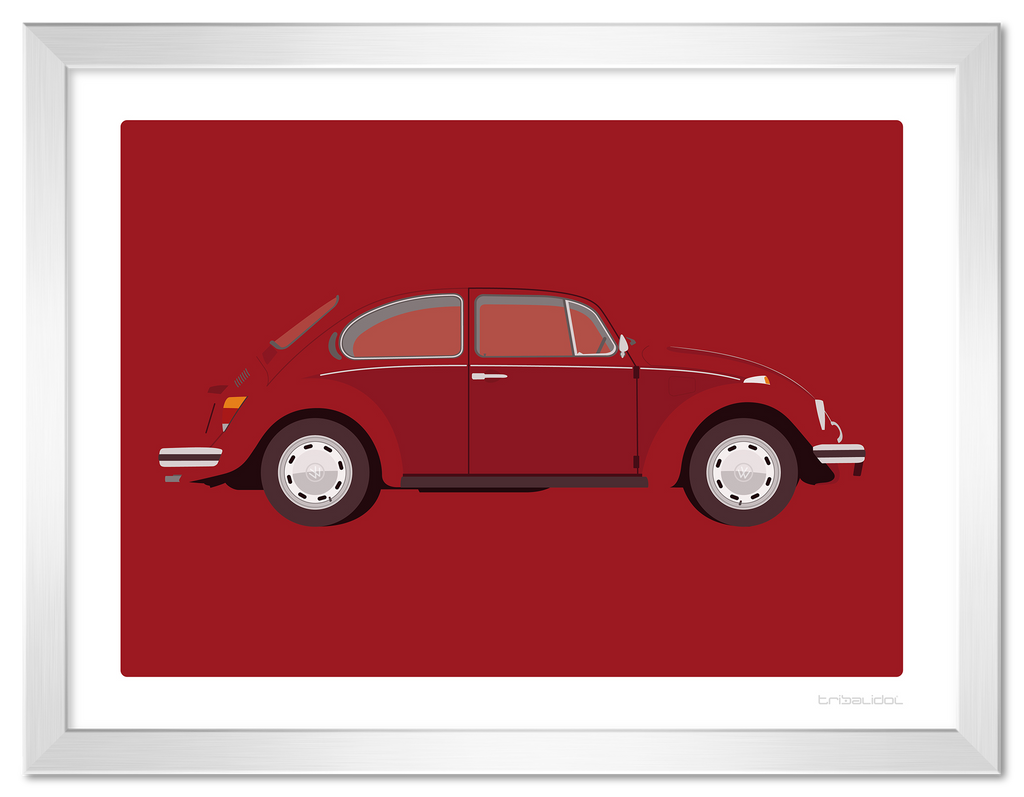 VW Beetle - Bahia Red 70 x 50cm Silver frame Tru Vue Museum glass