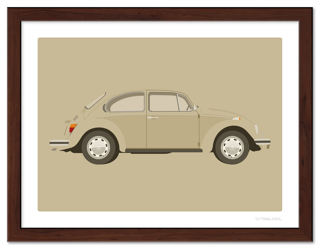 VW Beetle - Kansas Beige 70 x 50cm Brown frame Tru Vue Museum glass