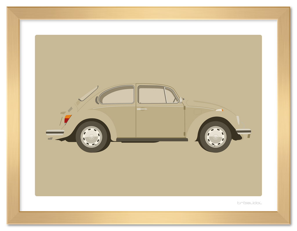 VW Beetle - Kansas Beige 70 x 50cm Gold frame Tru Vue Museum glass