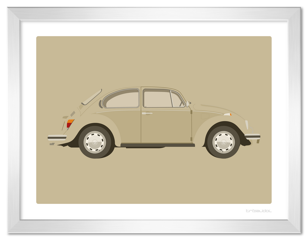 VW Beetle - Kansas Beige 70 x 50cm Silver frame Tru Vue Museum glass