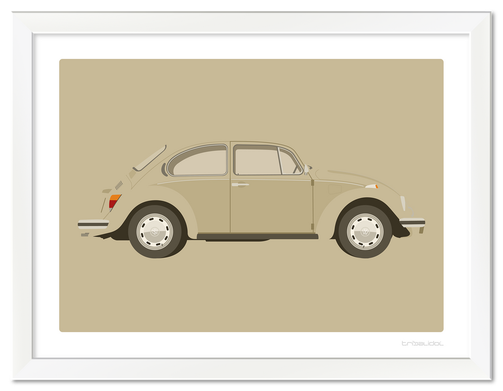 VW Beetle - Kansas Beige 70 x 50cm White frame Tru Vue Museum glass