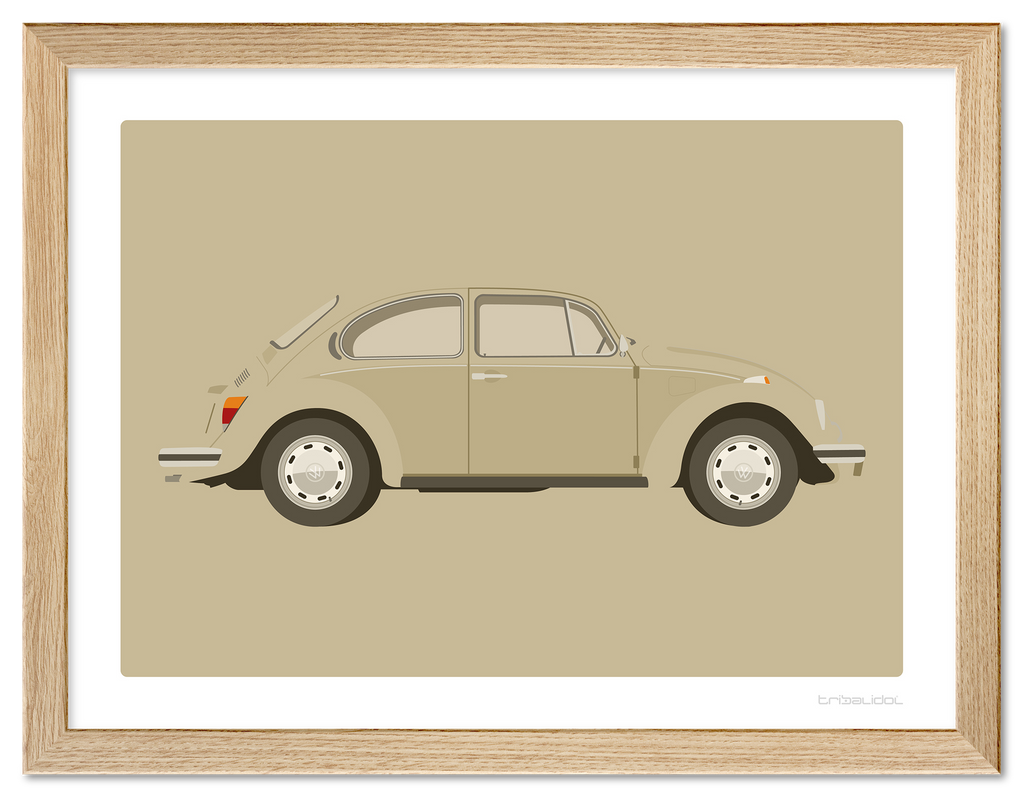 VW Beetle - Kansas Beige 70 x 50cm Wood frame Tru Vue Museum glass