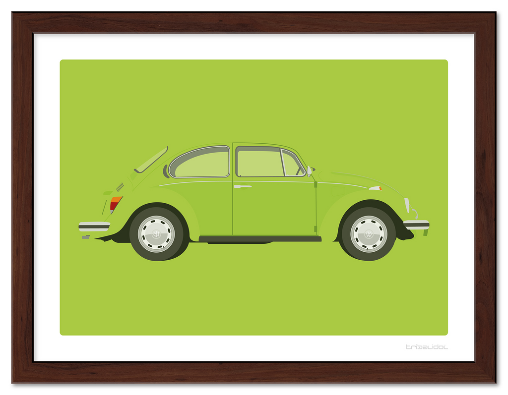 VW Beetle - Ravenna Green 70 x 50cm Brown frame Tru Vue Museum glass