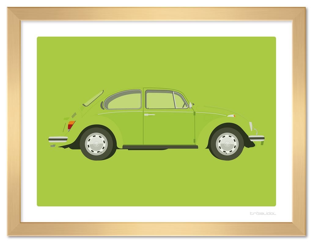VW Beetle - Ravenna Green 70 x 50cm Gold frame Tru Vue Museum glass