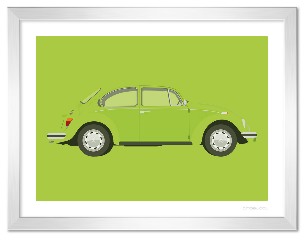 VW Beetle - Ravenna Green 70 x 50cm Silver frame Tru Vue Museum glass