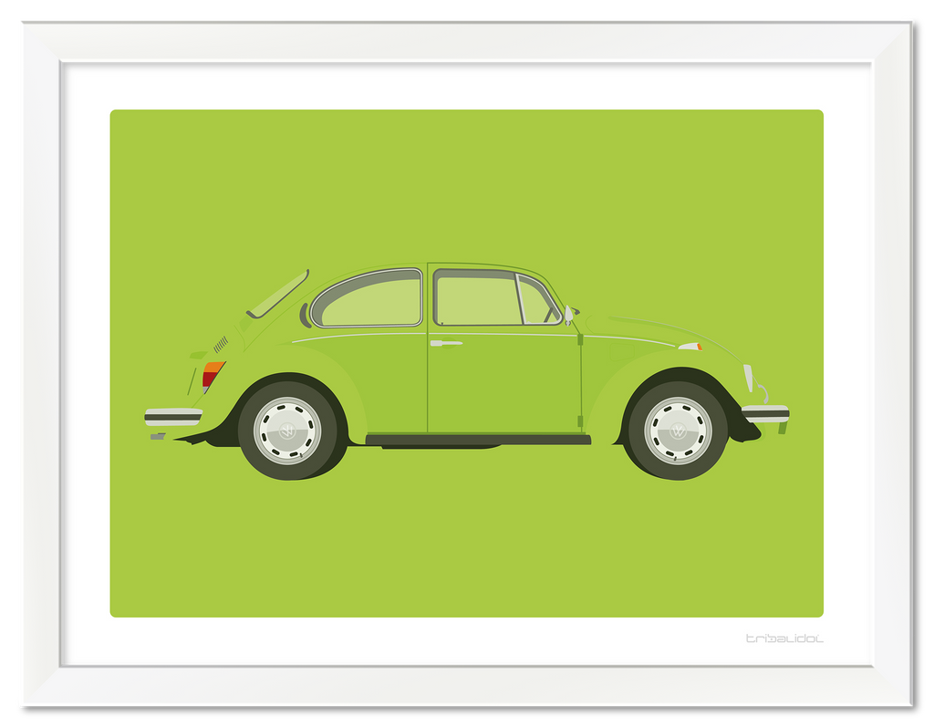 VW Beetle - Ravenna Green 70 x 50cm White frame Tru Vue Museum glass
