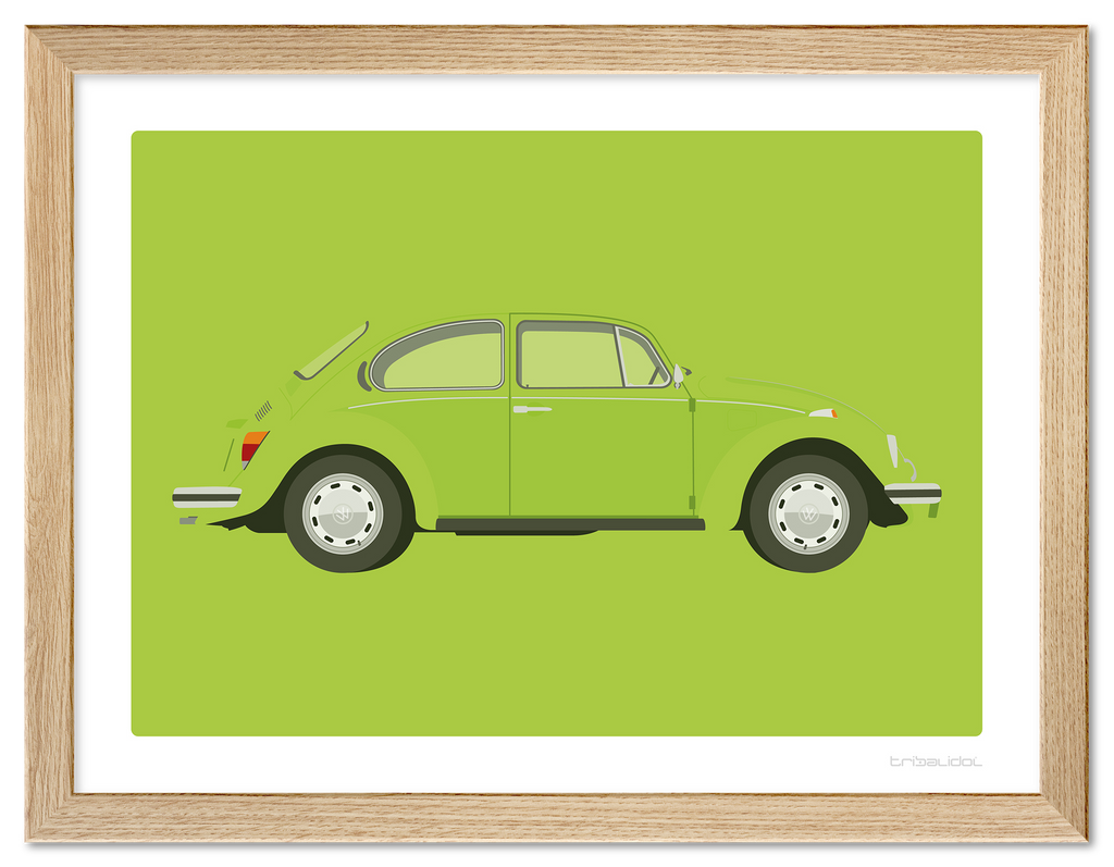VW Beetle - Ravenna Green 70 x 50cm Wood frame Tru Vue Museum glass